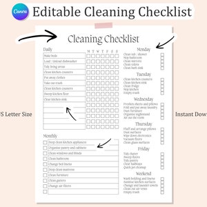 Editable Cleaning Checklist