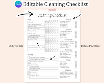 Minimalist Cleaning Checklist: Editable Cleaning Schedule (Digital Download)