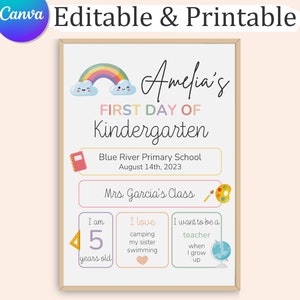 Editable First Day of School Sign: Printable Photo Prop (PDF)