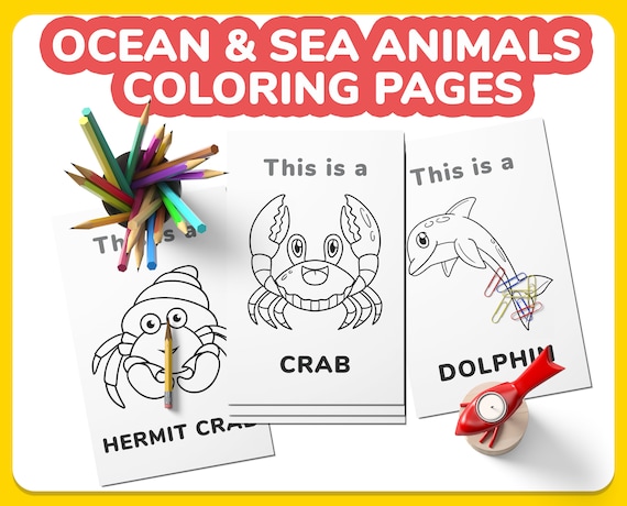 Coloring Pages For Kids Ocean And Sea Animals, 20 Printable Ocean And Sea Animals Coloring Book, Preschool Kids Coloring Pages