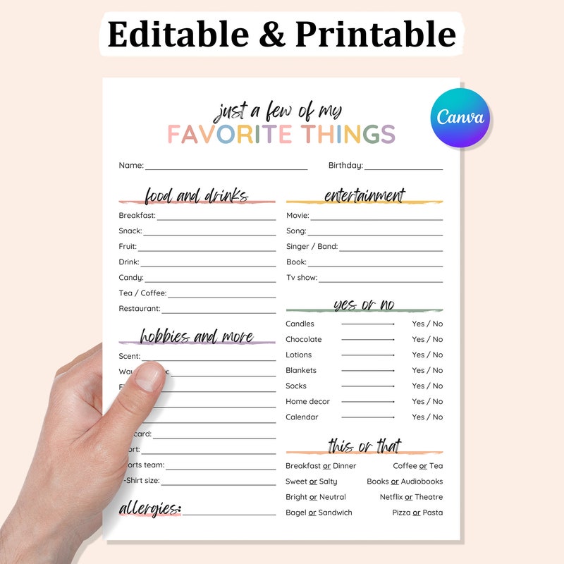 All About Me Employee Editable Etsy All about me employee editable etsy