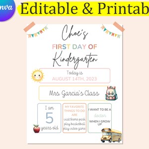 FIRST DAY Of SCHOOL Sign Editable Template, Printable First Day Of School Sign, 1st Day of School, Back To School Sign, Reusable School Sign