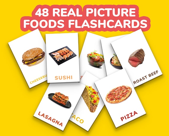 48 Real Picture Foods Flashcards, Printable Foods Flashcards, Montessori Cards,  Digital Download, Preschool Food Flashcards