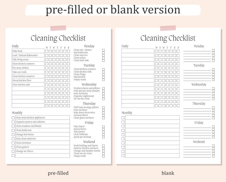 Printable Cleaning Planner