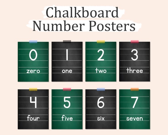 Chalkboard Numbers Cards, Numbers Classroom Poster, 0-20 Numbers, Numbers Chart Wall, Printable Numbers