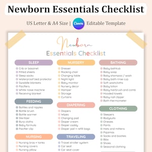 Editable Baby Essentials Checklist: Newborn Registry Template (PDF)
