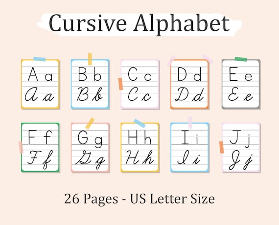 Printable CURSIVE ALPHABET CARDS, Cursive Alphabet Classroom Poster for Wall, Cursive Handwriting Alphabet, Pdf Instant Download