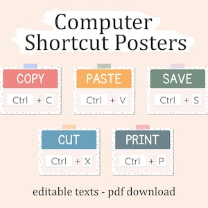 Keyboard Shortcut Poster: Boho Classroom Decor (Editable, Digital Download)