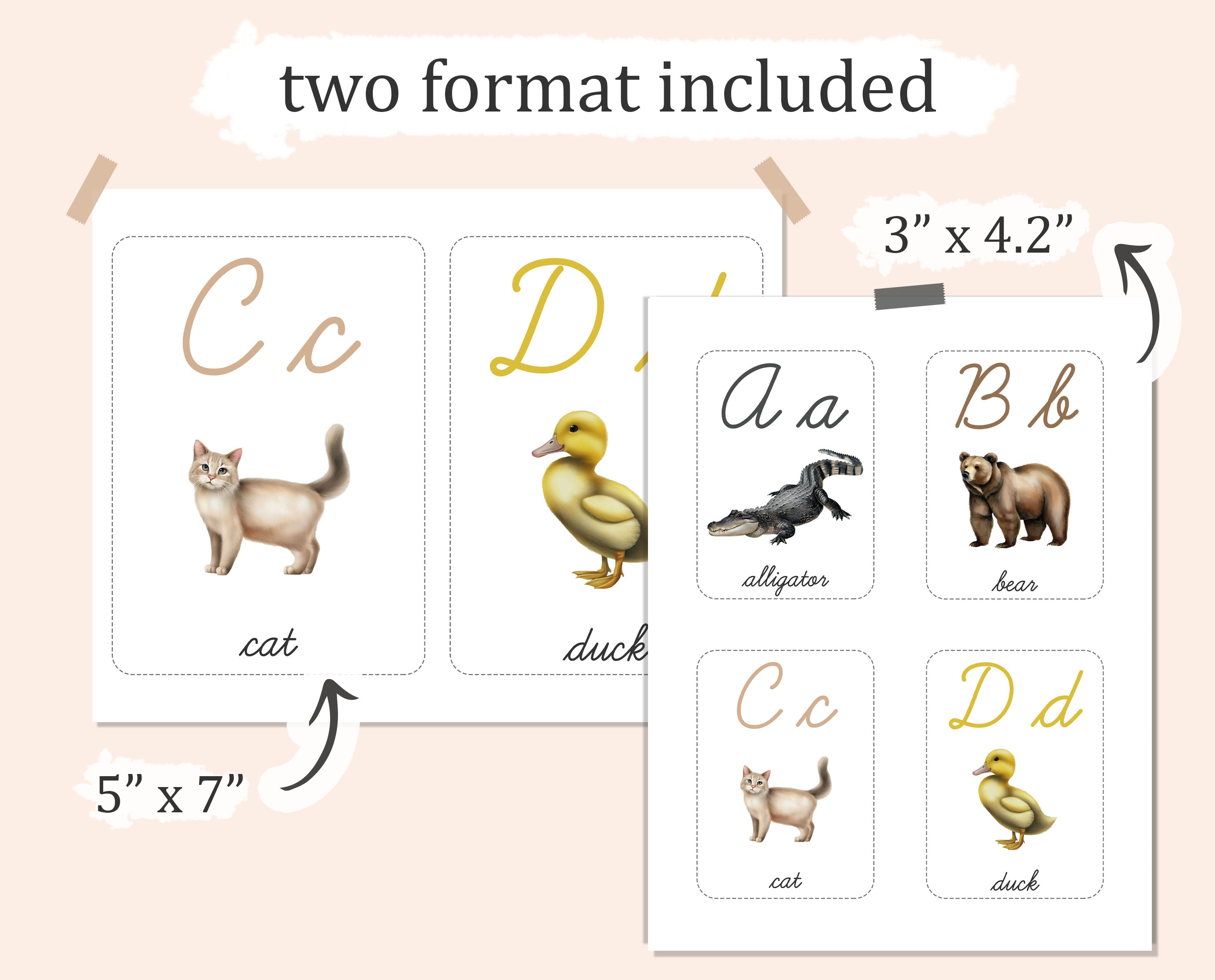 Printable cursive alphabet flash cards cursive flashcards etsy