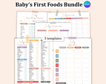 Baby&#39;s First Foods Tracker Bundle: Meal Planner, Allergen Log (Editable PDF)