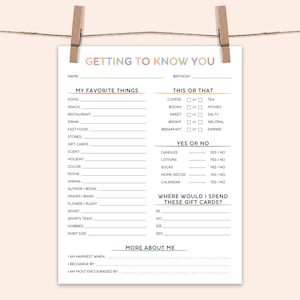 Editable Get To Know You Printable: Employee Survey (PDF)