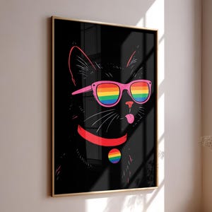 Pride Month Cat Poster, Funny Gay Pride Print, Gay Cat Poster, LGBTQ Room Decor, Fun Queer Pride Art, Funny Queer Poster, Gift for LGBTQ