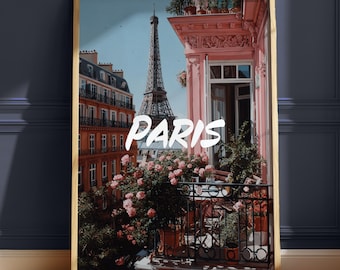 Paris Travel Poster, France Oil Painting Print, Paris Eiffel Tower Wall Art, France Wall Decor, Vintage Paris City Art, Europe Travel Prints