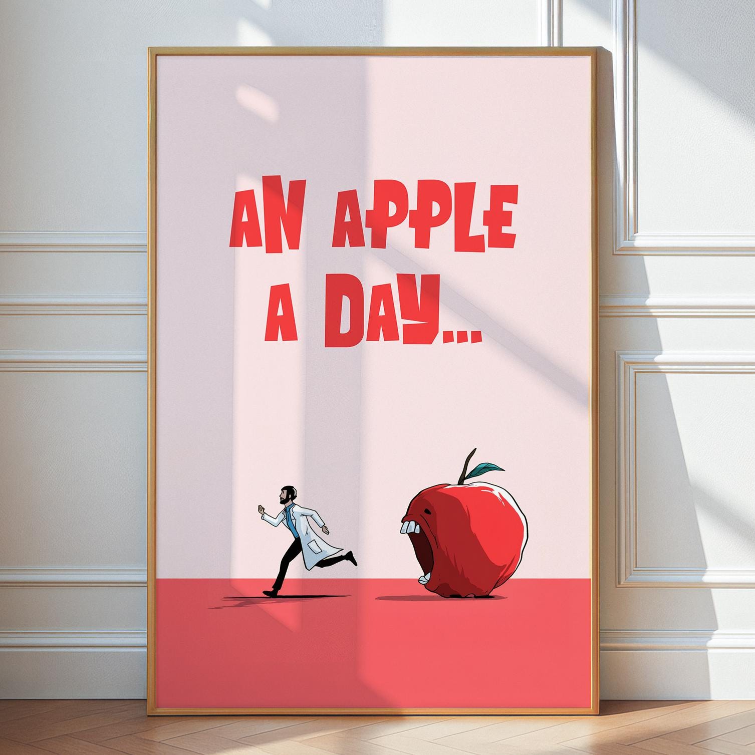 An Apple a Day Poster, Funny Doctor Wall Art, Medical Humor Print