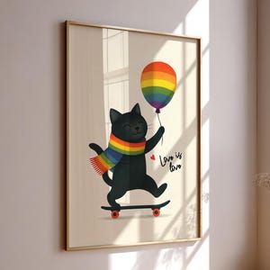 Pride Month Cat Poster, Funny Gay Pride Print, Gay Cat Poster, LGBTQ Room Decor, Fun Queer Pride Art, Funny Queer Poster, Gift for LGBTQ