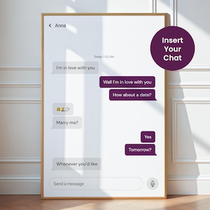 Custom Dating App Chat Print, Personalized Hinge Messages Wall Art, Printable Unique Relationship Gift, Dating App Text Exchange Decor