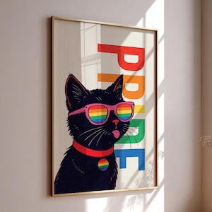 Pride Month Cat Poster, Funny Gay Pride Print, Gay Cat Poster, LGBTQ Room Decor, Fun Queer Pride Art, Funny Queer Poster, Gift for LGBTQ