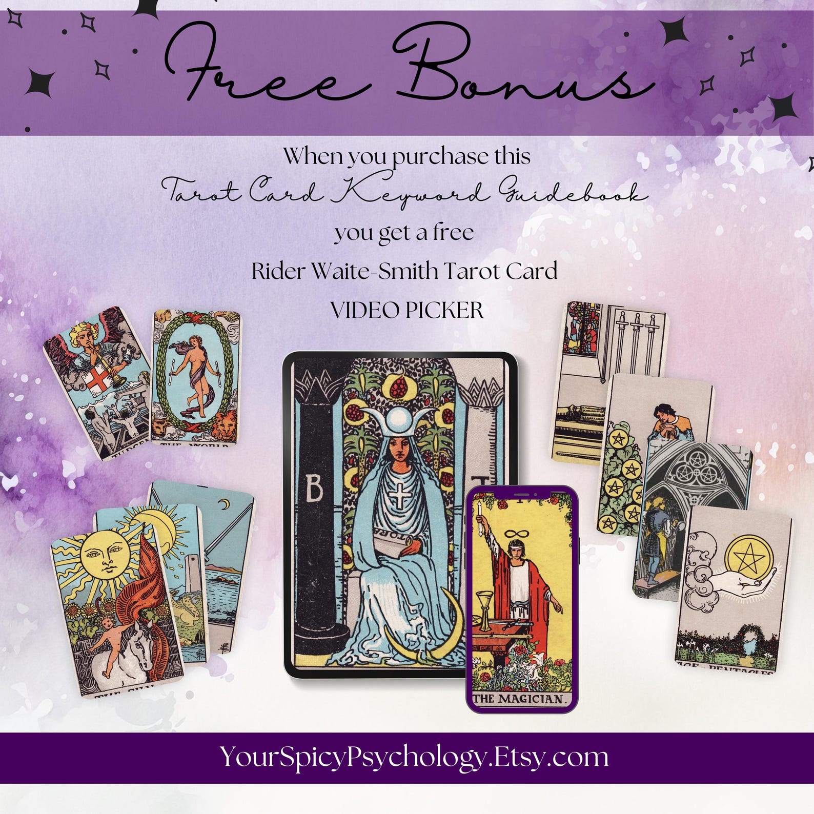RWS Rider-waite-smith Tarot 78 Card Keyword Cheatsheet Guidebook ...