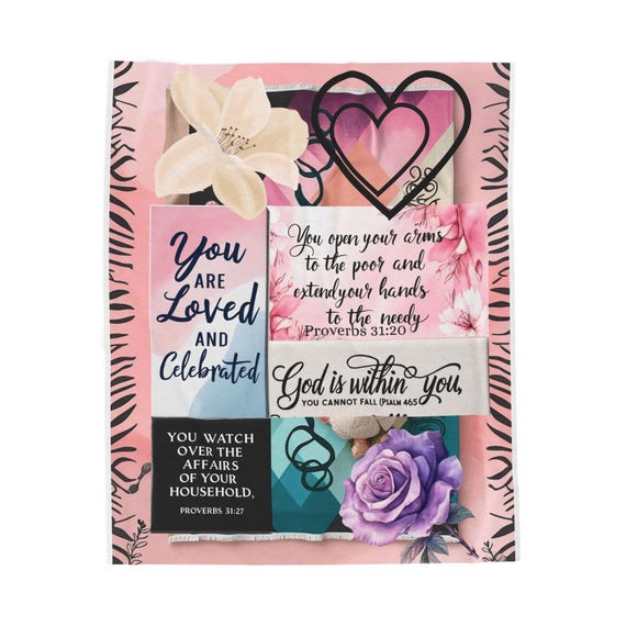 Inspirational Velveteen Plush Blanket for Mother's Day Gift, for Christian Mothers, Home Decor, Bible Quote Blanket, Soft Plush Throw