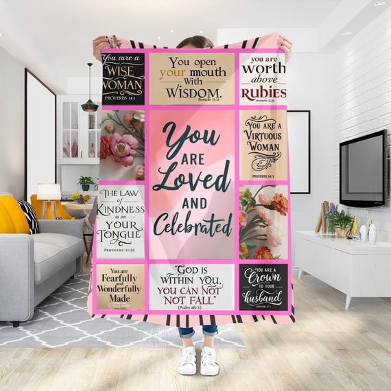 Mother's Day Gift, Inspirational Quotes Plush Blanket | Cozy Gift for Her | Bible Verses, Faith, Spiritual Living, Encouragement, Self Love