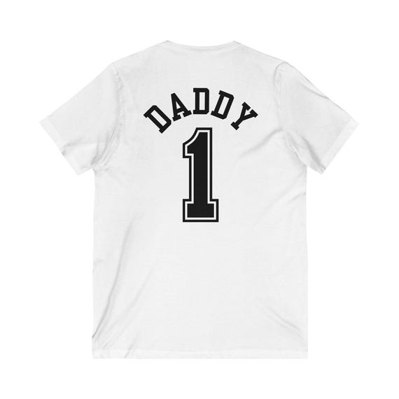 Father's Day Customizable Daddy's V-Neck Jersey Tee, Father and Kids Outing Shirt, Unisex Family Matching Tshirt, Personalized Gift for Him,