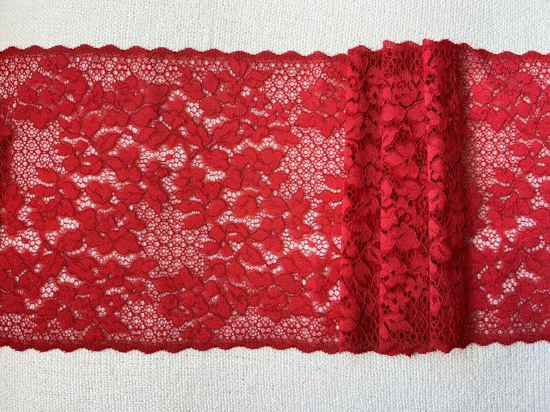 2 Metres Luxury Carnelian Red Lace Trim, Red Floral Lace Trim, Wide ...
