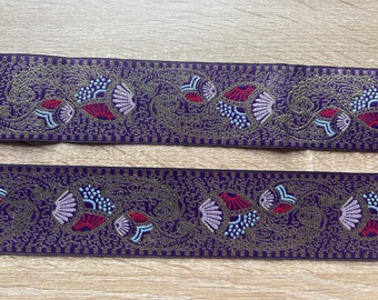 3metres Luxurious Ancient Aquatic Woven Braid, Purple, Blue, Red, Gold Jacquard Braid Woven Ribbon Trim 50mm Wide, trim, ribbon braid sewing