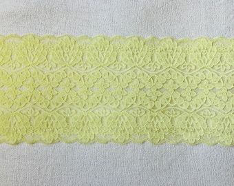 2 Meter Luxus Gelbe Spitzenborte, Florale Spitze, Breite Stretch Spitzenborte 23cm gelbe Spitze, gelbe Zierleiste, gelbe Tüllspitze, Dessous