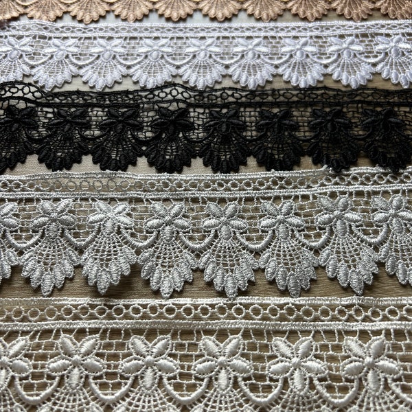The Best Place For Lace - Premium Quality Choice of 7 Colours Intricate Floral Fringe  Guipure Lace Trim 3.5"/8.5cm PER METRE