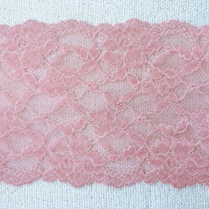 2 Meter Luxus Rosa Spitzenborte, Floral Design Leicht gekordelt Stretch Spitzenbesatz 16.5cm pink trimmen, rosa Tüll, rosa Spitze, Dessous