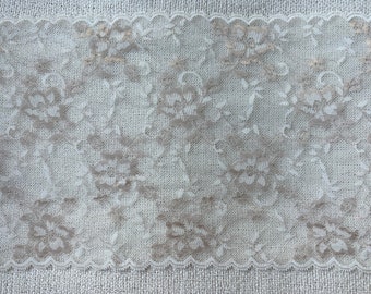 2metres Stunning Antique White Lace Trim, Floral Lace Trim, Wide Stretch Lace Trim 9"/23cm White lingerie lace, ivory tulle