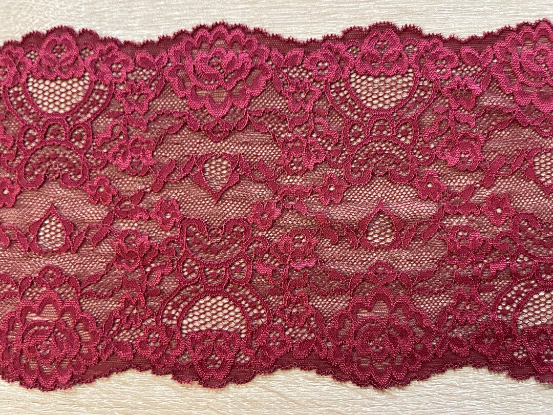 Light Red Lace 2 Metres Quality Burgundy Red Lace With Dainty Floral Rose Design ...