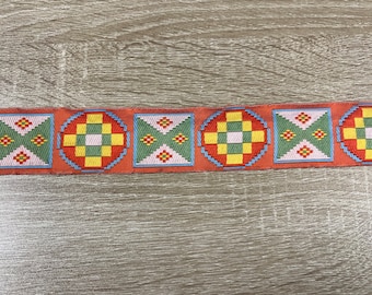 Qualität Rot, Gelb, Grün Jacquard Borte Gewebte Band Zierleiste mit Azteken Bold Flagge Design 40mm Breit