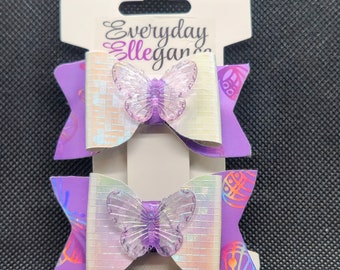 Holographic Pearlized Butterfly Set with Butterfly Accents - Purple and White