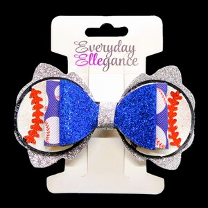 Fiocco da baseball glitterato - Blu, rosso e bianco