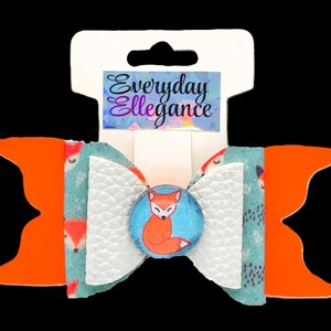 Glitter Fox Bow with a Fox Cabochon Accent