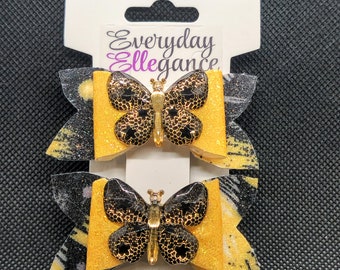 Glitter Butterfly Set with Butterfly Accents - Black and Yellow