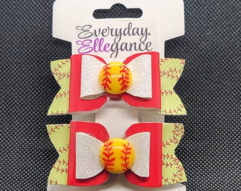 Softball Set with Softball Accents - Red, Yellow, and White