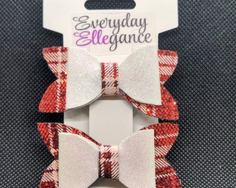 Plaid Glitter Set - Red and White