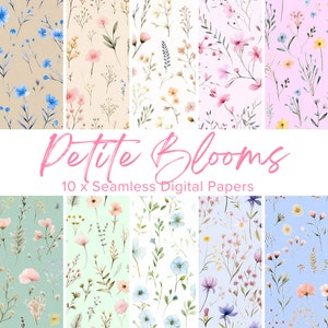 10 Floral Seamless Digital Papers, Watercolor Summer Flowers, Flowers Background, Flowers Seamless Patterns, Scrapbook, Floral Sublimation