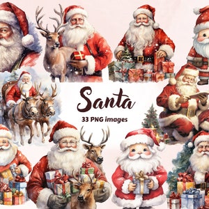 Santa Claus Watercolor Clipart, Santa Clipart, Christmas Clipart, PNG, Winter Clipart, Vintage Santa, Sublimation, Card Making