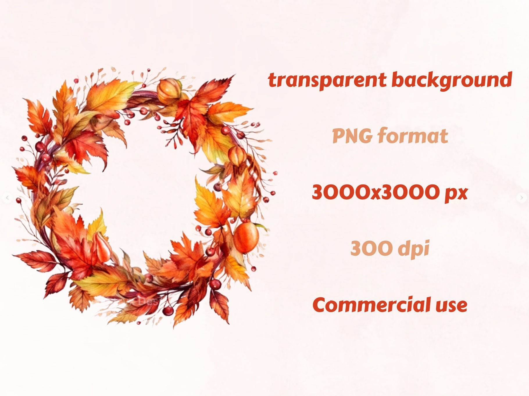 Watercolor Autumn Wreath Clipart PNG Floral Autumn Frames - Etsy