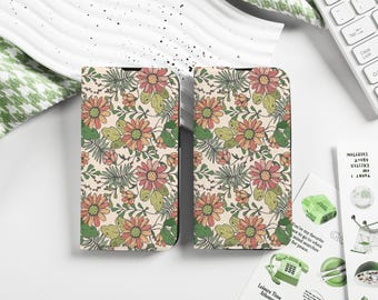 Spring Flower Personalisierte Flip Handyhülle mit Kartenhalter, benutzerdefinierten Namen und Initialen für iPhone 16 15 14 13 12 SE