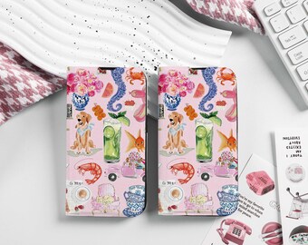 Sammelalbum Personalisierte Flip Handyhülle mit Kartenhalter, benutzerdefinierten Namen Initialen für iPhone 16 15 14 13 12 SE