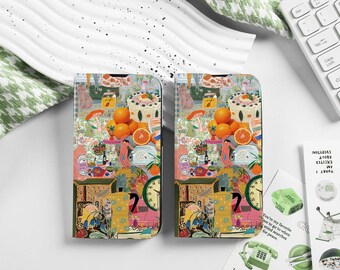 Sammelalbum Personalisierte Flip Handyhülle mit Kartenhalter, benutzerdefinierten Namen Initialen für iPhone 16 15 14 13 12 SE