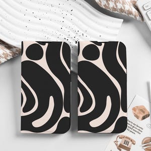 Fließende Linien Personalisierte Flip Brieftasche Handyhülle mit Kartenhalter, benutzerdefinierten Namensinitialen für iPhone 16 15 14 13 12 SE
