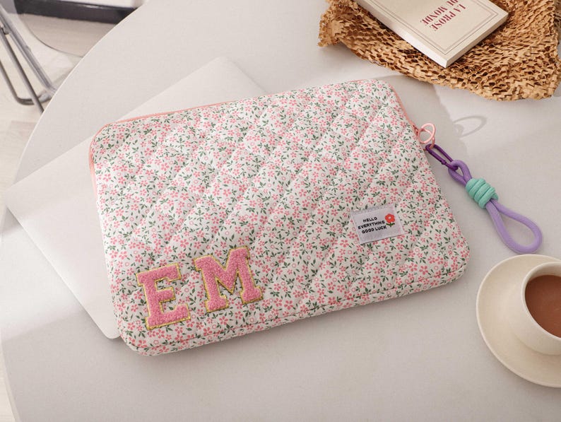 Pink Floral Laptop Sleeve, Laptop Case With Handle, MacBook Cover, iPad