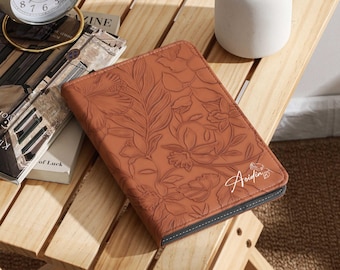 Funda de piel personalizada con diseño de flores marrones para Kindle Paperwhite 1/2/3/4/5/6. Funda totalmente nueva para Kindle. Funda para Kindle Paperwhite 2024.