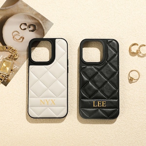 Gepersonaliseerde PU-leer iPhone-hoesje met kaarthouder, iPhone-hoesje voor iPhone 15 Pro, 14 Pro Max, iPhone 13 12, monogram initialen telefoonhoes