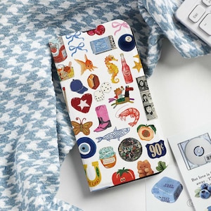Collages Personalisierte Klapphandyhülle mit Kartenhalter, benutzerdefinierten Namensinitialen für iPhone 16 15 14 13 12 SE